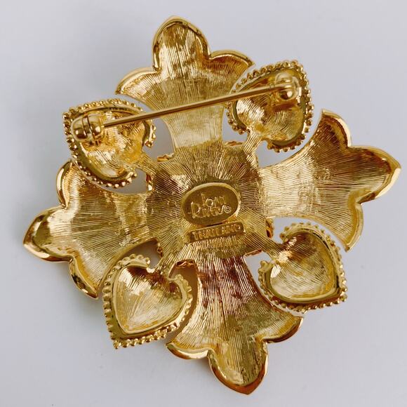 VTG Signed Joan Rivers Byzantine Fleur De Lis Colorful Enamel Brooch Collectible - Picture 9 of 10